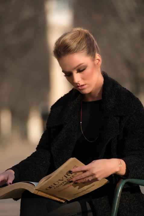 Collar largo en hilo y cadena con diamante de 0.5ct en oro amarillo - Redline - 0++