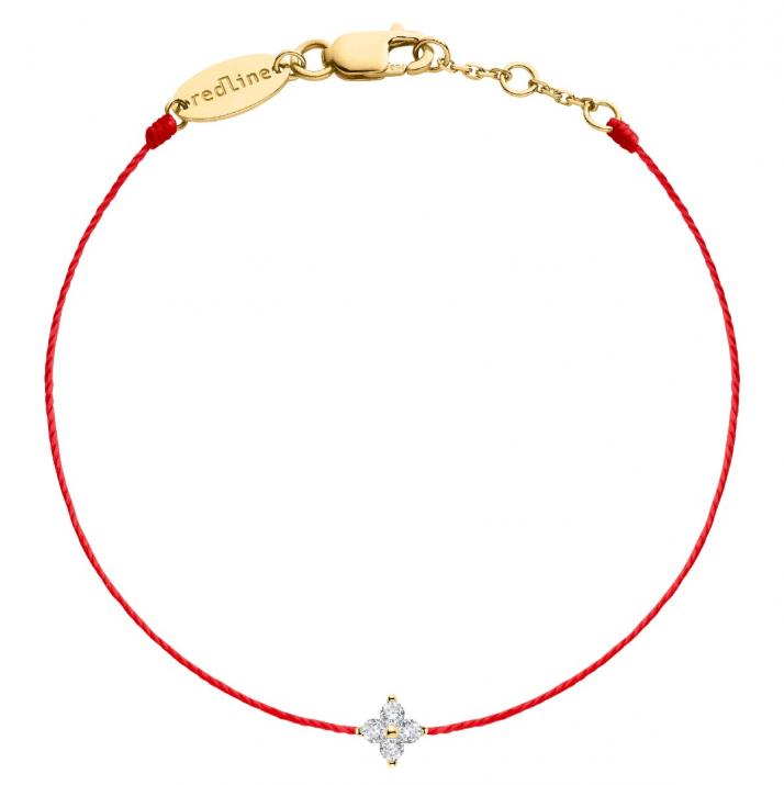 String Bracelet For Women with 0.04ct Round Diamond in Yellow Gold Prong Setting - Redline - 0++