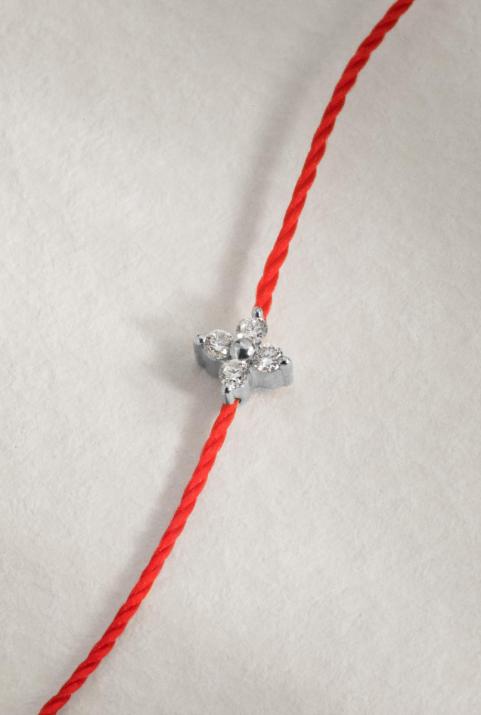 String bracelet with 4 diamonds on a star in white gold - Redline - 0++