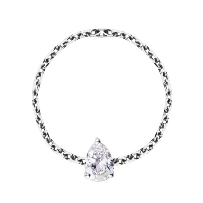 Anillo rígido con diamante pera de 0.20ct en base de oro blanco - Redline