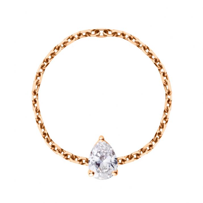 Anillo rígido con diamante pera de 0.20ct en base de oro rosa - Redline