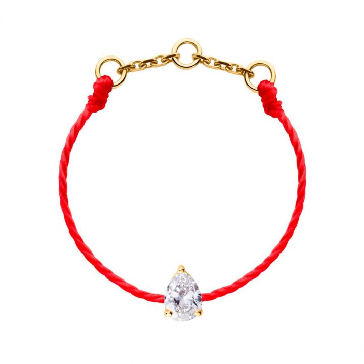 Anillo en hilo con diamante pera de 0.10ct en base de oro amarillo - Redline - 0++