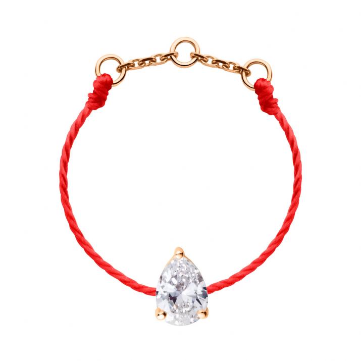 Anillo en hilo con diamante pera de 0.20ct en base de oro rosa - Redline - 0++