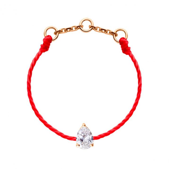 Anillo en hilo con diamante pera de 0.10ct en base de oro rosa - Redline - 0++