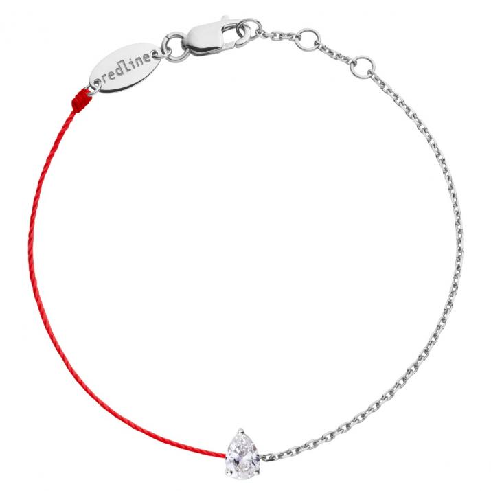 Pulsera en hilo y cadena con diamante de 0.20ct en base de oro blanco - Redline - 0++