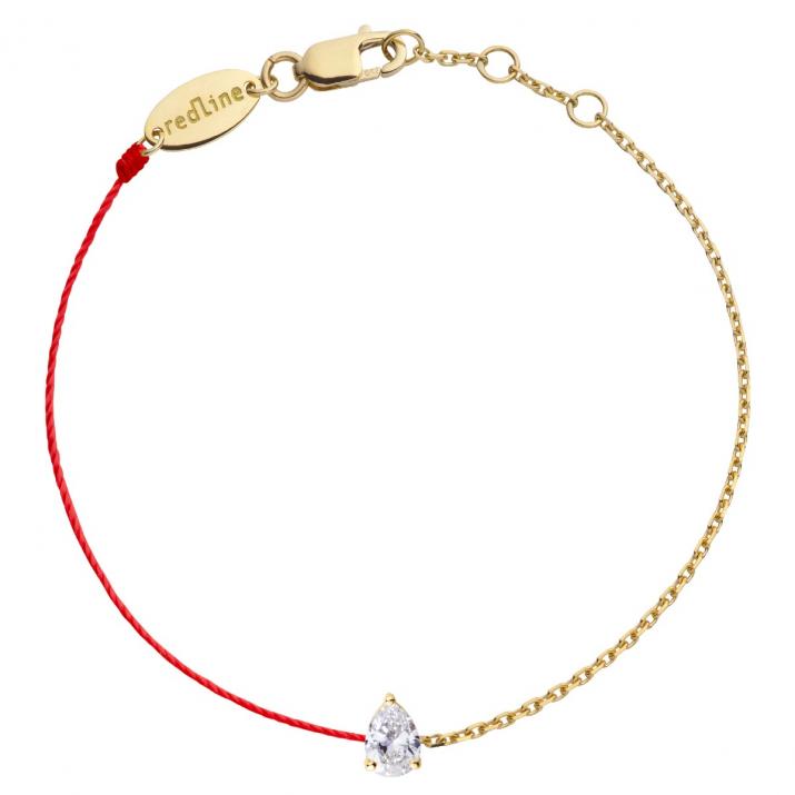 Pulsera en hilo y cadena con diamante de 0.20ct en base de oro amarillo - Redline - 0++