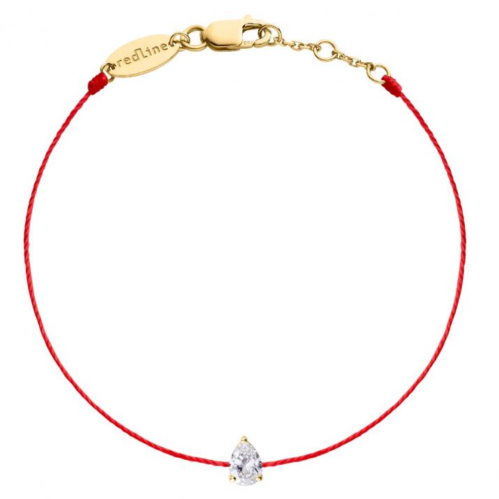 Pulsera en hilo con diamante pera de 0.20ct en base de oro amarillo - Redline - 0++