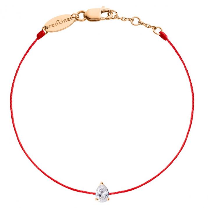 Pulsera en hilo con diamante pera de 0.20ct en base de oro rosa - Redline - 0++