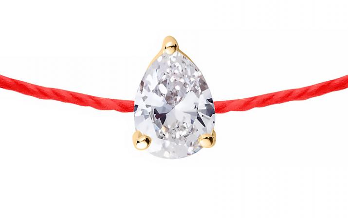 Pulsera en hilo con diamante pera de 0.20ct en base de oro amarillo - Redline - 0++