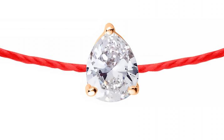 Pulsera en hilo con diamante pera de 0.20ct en base de oro rosa - Redline - 0++