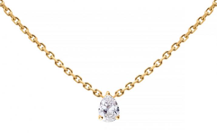 Collar en cadena con diamante pera de 0.20ct en base de oro amarillo - Redline - 0++