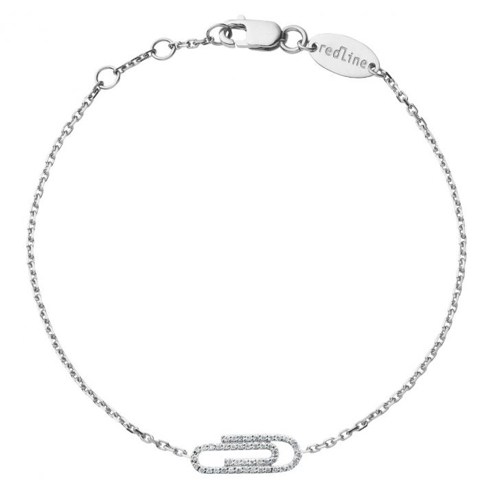 White gold chain bracelet with diamond-paved paper clip - Redline - 0++